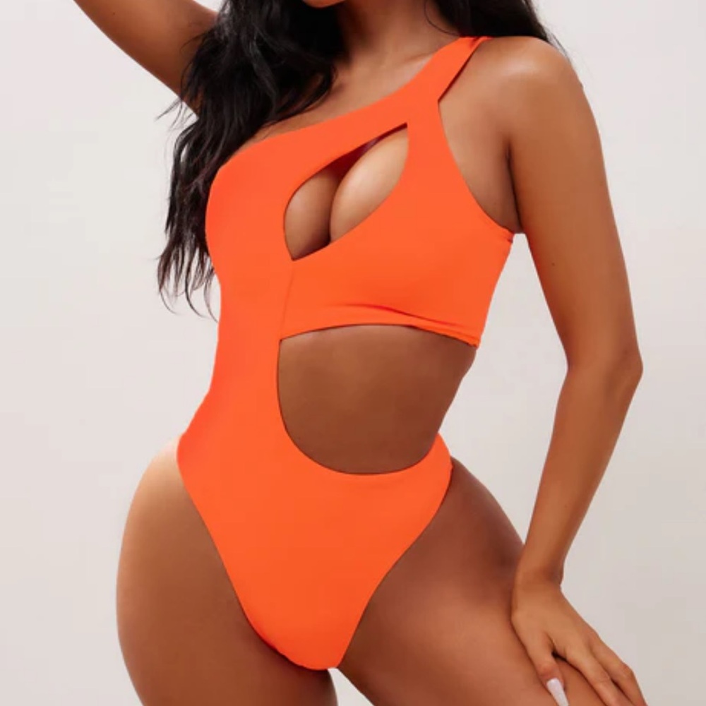 Fashion Nova Orange One-Piece Swimsuit